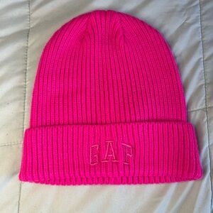 GAP Hot Pink Ribbed Beanie with Embroidered Logo